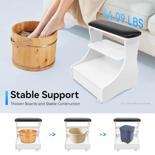Carrito para pedicure con ruedas y cajón, negro miniatura 4