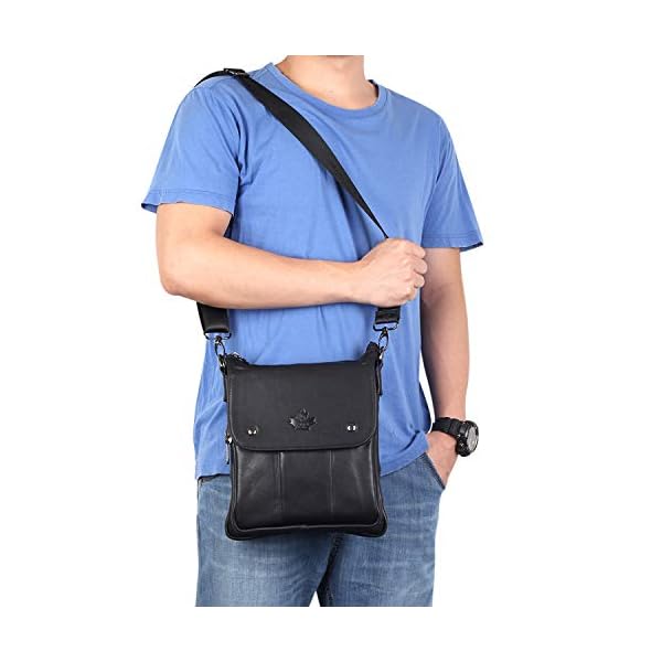 ZZNICK Genuine Leather Messenger Bag, Sling Bag Crossbody Shoulder Bags for Travel Work Business (Black-2303) - Image 4