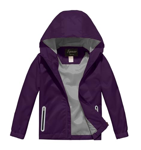 Image of Boys Girls Rain Jackets Lightweight Waterproof Hooded Raincoat Lined Windbreakers for Kids