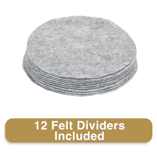 Stack Store Plus More China Storage Case - Dinner Plate Quilted Case - 12 inches diameter x 7 inches height - Gray - Includes 12 Felt Separators