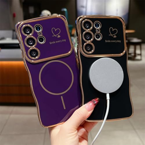 Funda magnética con relieve ondulado para carga inalámbrica eficiente en Galaxy S22 Ultra 6