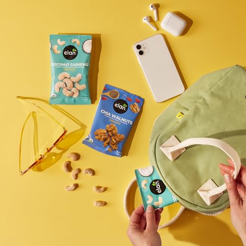 Image of Elan Organic Coconut Cashews Grab & Go, Individually Packaged, 36 g (Pack of 20), On the Go Snack, Non-GMO, Vegan, Gluten-Free, Healthy Snack, All Organic Ingredients