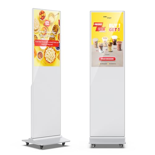 Image of JIYANG 32 Inch Digital Signage Display, Indoor Floor Standing Advertising Display Kiosk Android System,Commercial LCD Totem,Free Customization Stickers and Lifetime CMS System(White)