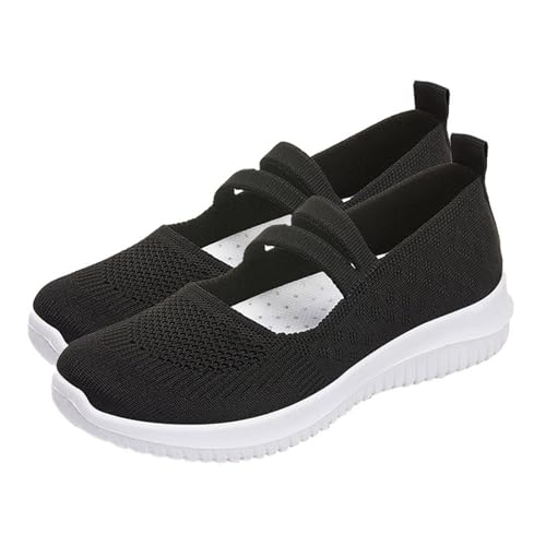 Genérico Zapatillas Baratas Zapatillas con CuñA Mujer Zapatos para Mujer, Zapatillas de Deporte Tejidas Transpirables para Caminar, sin Cordones, de, con Zapatos De Mujer con Horma (Black, 36)