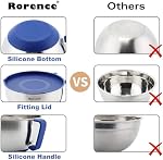 Rorence Mixing Bowls Set: Stainless Steel Non-Slip Bowls with Pour Spout, Handle and Lid - Set of 3 - Blue