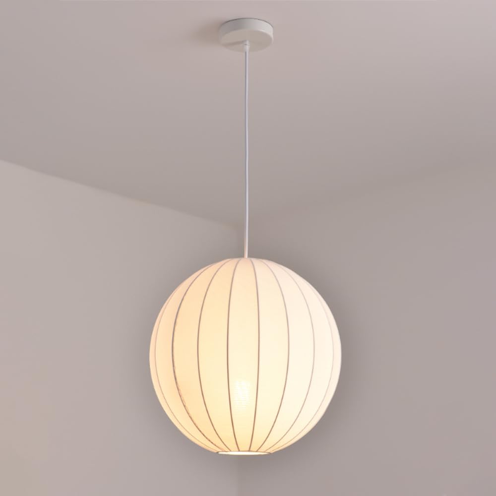 Lampe suspendue de plafond moderne lustre en soie blanche E27