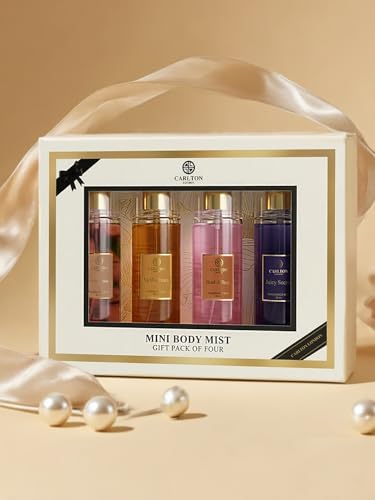 Image of Carlton London Women Gift Set of Mini Body Mist Pack of 4 (50ml Each) | Long Lasting Premium Fragrance Combo for Women & Girls | Floral & Fresh Perfume Spray Collection | Travel Friendly Gift Set