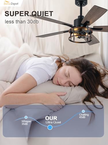Image of Bella Depot 52 inch Gold Ceiling Fan with Light, Black-01