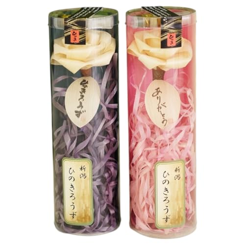 [ヒノキで作った胡蝶蘭]ひのきろうず アレンジメント (筒入りピンク、筒入り青緑のセット)ヒノキ ローズ ギフト