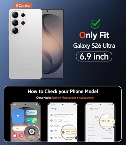 Image of NISHTECH for Samsung Galaxy S26 Ultra 5G Case: Clear Magnetic Slim Fit Case Compatible with Magsafe Rugged Protective Transparent Cover (Black Magnetic)