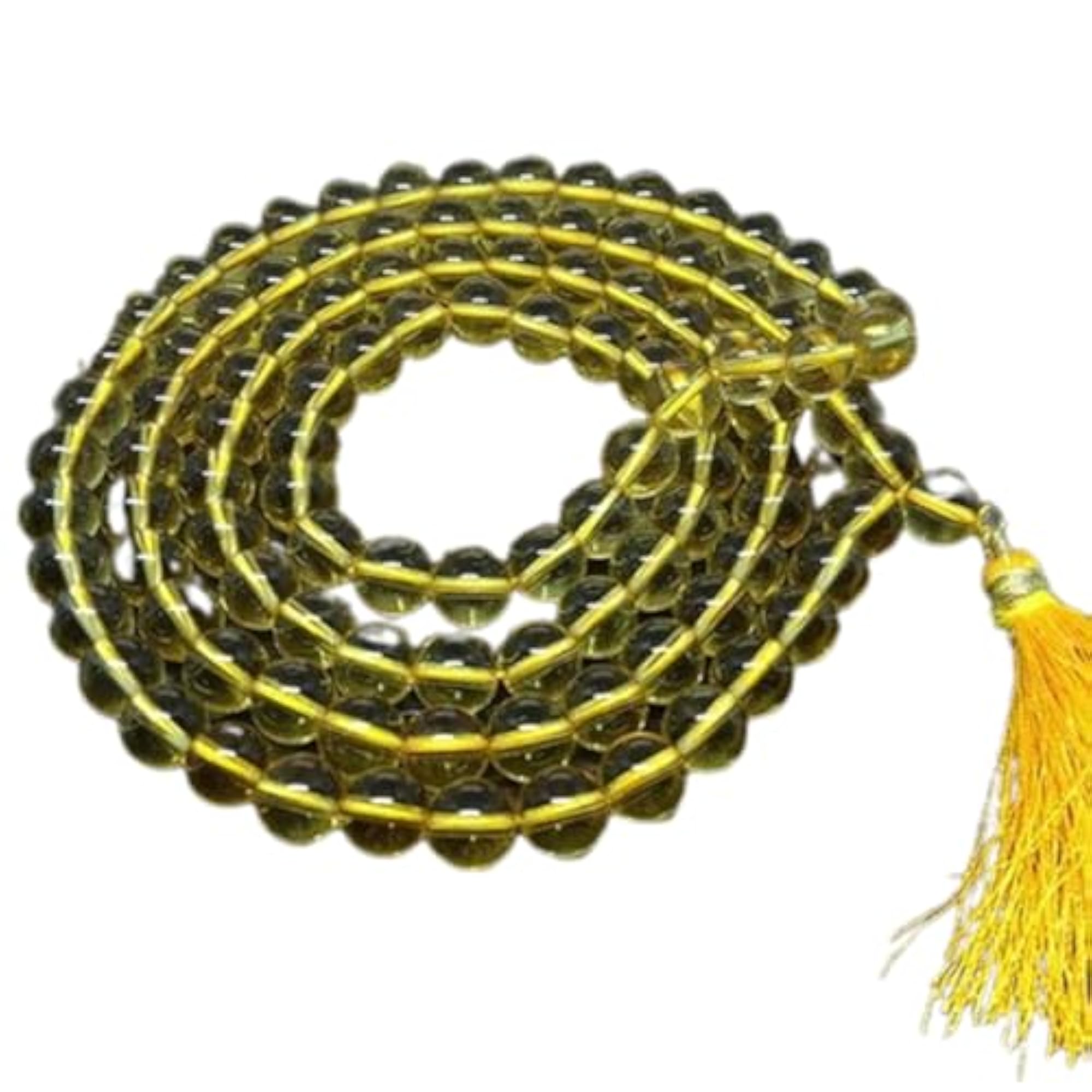 Natural Citrine 10MM Beaded Handmade Prayer Mala Necklace