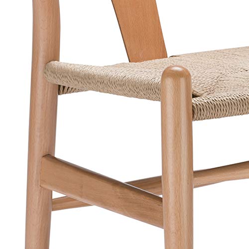 Poly And Bark Weave Modern Wooden Mid-Century Dining Chair, Hemp Seat, Natural (Set Of 2) #TOP5