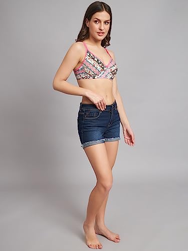 Image of Women's Cotton Floral Printed Lightly Padded Full Coverage Non-Wired T-Shirt Bra