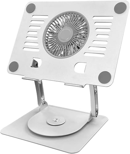 ゲーミングノートパソコン冷却スタンド 大風量冷却ファン搭載 360°回転 SHUWEI 17インチノートパソコン対応 折りたたみ式 角度・高さを無段階調整 高強度アルミ合金 耐荷重10kg 滑り止めパッド付き