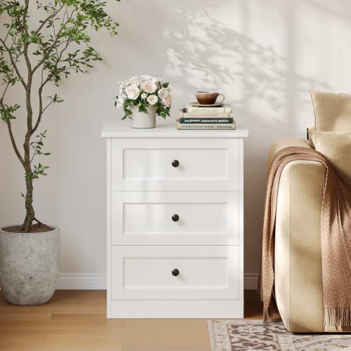 wanan Nightstands Set of 2 with Hidden Drawer, White - Image 4