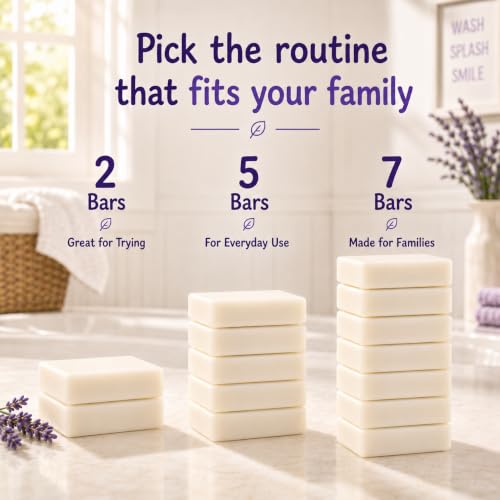Image of KELEBS Kids Soap Bar, Gentle Lavender Soap, Kids Body Wash Bar, Natural Bar Soap for Kids & Family, with Organic Olive Oil, Naturally Scented, 5 Bars