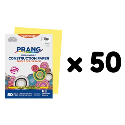 Image of Prang Construction Paper, 9 inch x 12 inch, Yellow, 50 /Pack, 50 Packs | Formerly SunWorks, Class Pack, 2500 Sheets Total, P8403