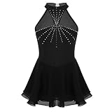 inhzoy Big Girls' Kids Floral Lace Long Sleeve Mock Neck Ice Figure Skating Dress Gymnastic Tutu Ski