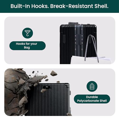 Image of Nobl Travel Zipperless Check In Suitcase - Aluminum Frame, Check In luggage 30.2x20x12 Airline Approved by Noble Travel - Unbreakable Polycarbonate Shell - Dual TSA Locks - Jet Black