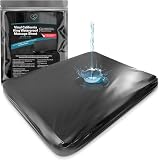 Vinyl Waterproof Fitted Sheet, California King 72 x 84 inches, 15.75' Deep Pocket, Phthalate-Free Black Wipe-Clean Mattress Protector with Side Pocket & Repair Kit, for Massage Oil & Silicone