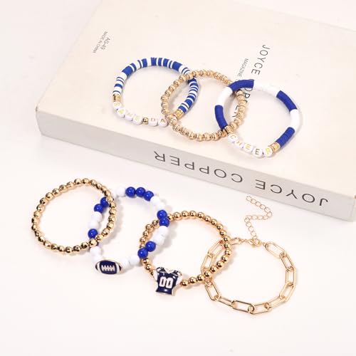 FAERLIIRY Game Day Bracelets Cheer Football Bracelets for Women Stackable Team Inspirational Bracelet Football MOM Game Day Outfits Accessories Jewelry Gifts4