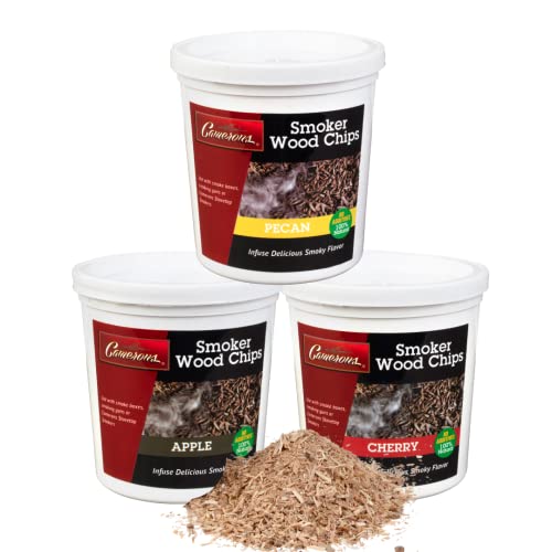 pecan wood chips for smokers - Wood Smoking Chips - Pecan, Apple, and Cherry Wood Chips for Smokers - Set of 3 Resealable Pints (0.473176 L)