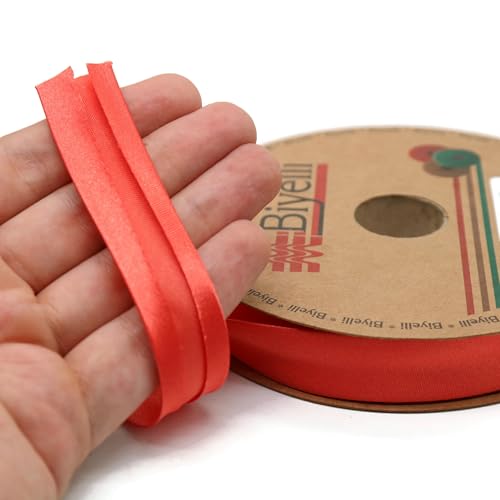 Image of Fold Satin Bias Tape - 99+ Colors - 3 /4 Inches Wide - 27 Yards - Fold Satin Binding Bias Ribbon Fabric Piping Bias Binding Tape for Sewing Clothing DIY (98. Carnation) BYS98