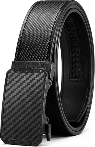 Micro-Adjust Ratchet Genuine Leather Belt Men 1 3/8