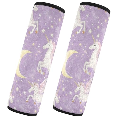 Seat Belt Covers 2 Pack Unicorns Magic Car Seat Strap Covers Super Soft Cartoon Car Seat Neck Cover for Boys Girls Adults Babies S