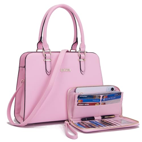 Image of Qiyuer Satchel Purses For Women Handbag And Wallet Set Tote Bag | Premium Vegan Leather,Matching Wallet,RFID Blocking,Work,Casual