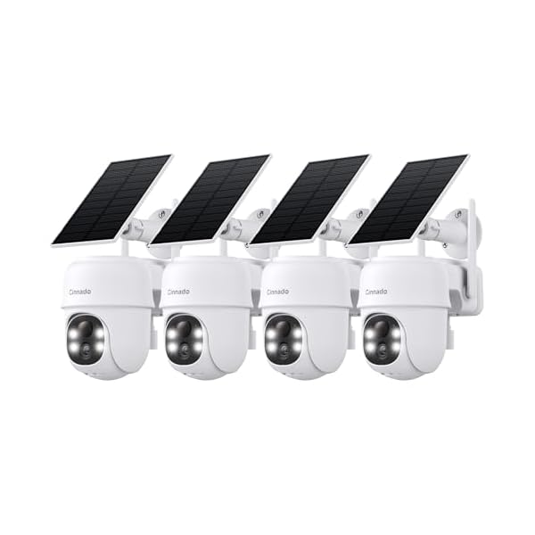 2K Cameras for Home Security-2.4G WiFi Outdoor Camera Wireless Solar/Battery Powered, 360° Viewing, Human Detection, Color Night Vision, Cloud/SD Storage, Compatible with Alexa/Google Home (4)