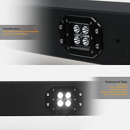 Stehlen 642167842477 Universal Adjustable Truck Bed Chase Rack Roll Bar with 3rd Third Brake Light & 2x LED Work Lamps Bars & 6x Amber Side Marker - Matte Black