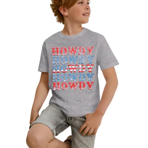 CM C&M WODRO Kid Howdy America Shirt Boy Girl 4th of July Cowboy Patriotic T-Shirt USA Western Short Sleeve Tee Top