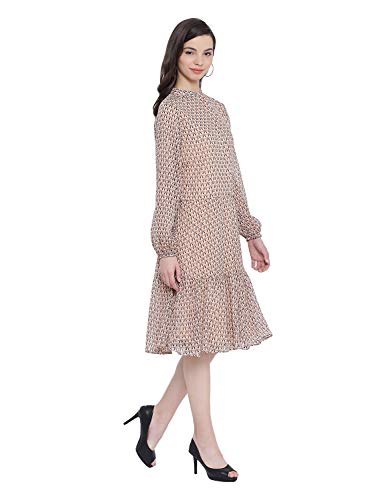 Image of oxolloxo Women Round Neck Full Sleeve Abstract Print Dress
