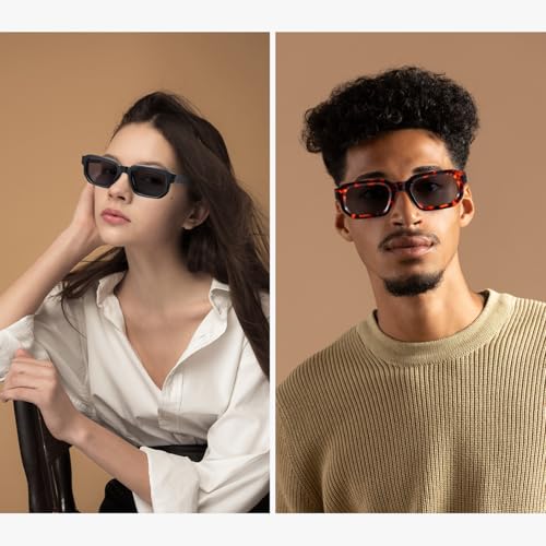 Image of 4 Pcs Retro Sunglasses for Men Women, Trendy Thick Chunky Rectangle Sun Glasses UV 400 Protectio