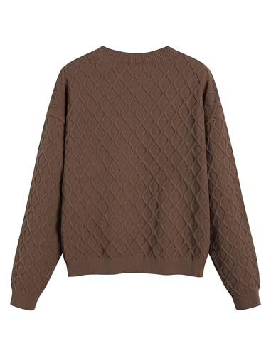 ZAFUL Women's Cable Knit Sweaters Trendy Fall Crewneck Long Sleeve Casual Loose Jumper Pullover Oversized Sweater Tops 2025