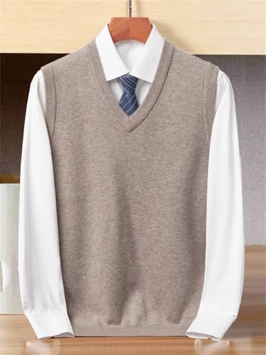 Men’S Wool Vest V-Neck Pullover Solid Color Knitted Sweater Sleeveless Thick Computer Knitted Daily Casual Tank Tops4