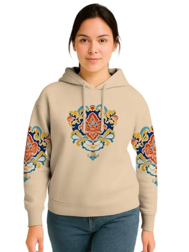 Image of HELLCAT Trendy Cotton Blend Hoodie for Women | Stylish Winter Hooded Sweatshirt for Women