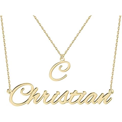 JOELLE JEWELRY Personalised Gold Name Necklace with initial 18K Gold Plated Silver Custom Script Name Jewellry Birthday Christmas Valentines Gift Ideas for Women Girl Teenage Bridesmaid Cover