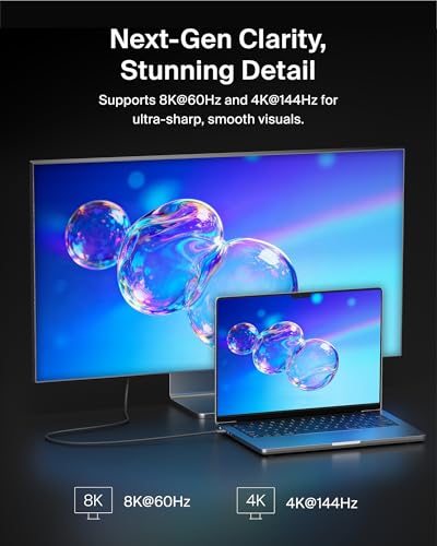 Image of Belkin USB Type C to HDMI 2.1 Cable, 6.6FT /2M Cable with 8K@60Hz, 4K@144Hz, HDR, HBR3, DSC, HDCP 2.2, Works with Chromebook Certified, Compatible with MacBook, iPad Pro and Other USB C Devices