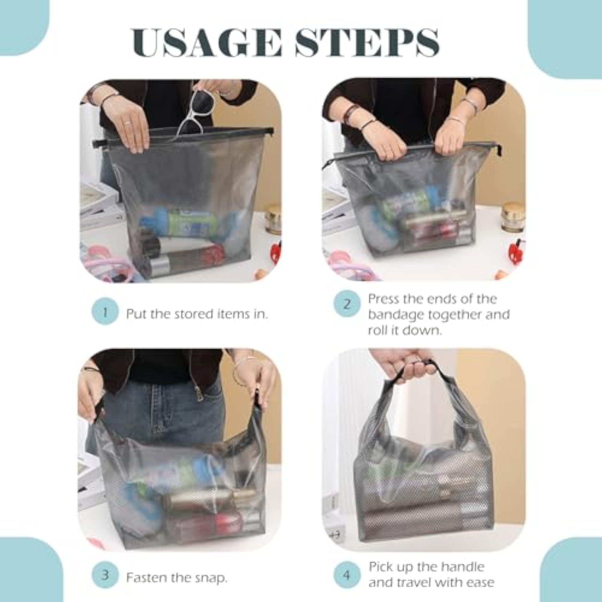 Layer Clear Mesh Cosmetic Bag, Waterproof Travel Toiletry Bag