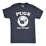 Mens Pugs Not Drugs T Shirt Pug Face Funny T Shirts Dogs Humor Novelty Tees Funny T Shirts Cool Dog Short Sleeve Novelty Tees for Guys Navy L