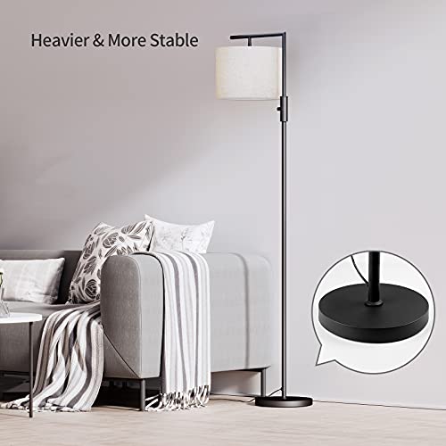 SUNMORY Modern Floor Lamps for Living Room, Standing Lamp with Rotary Switch, Tall Pole Floor Reading Lamp with Hanging Shade for Study Room, Office, 3Color Temperatures 9W Bulb Include(Black)