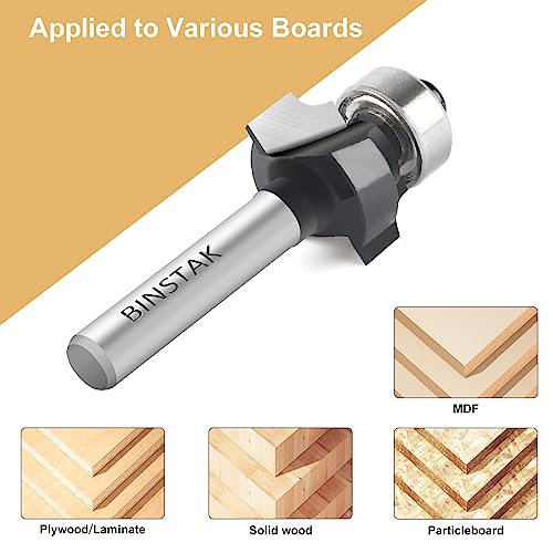 1/8\" Radius Roundover Router Bit 1/4\" Shank, Carbide Tipped Edge Forming Roundover Bit Bead Rounding Over Edging Bit by BINSTAK - Thumbnail 5