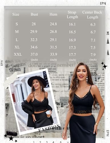 Image of Avidlove Lace Bralette for Women Spaghetti Strap Tank Top V Neck Slim Basic Camisoles