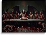 Macabre The Last Supper Art Print:Horror Satan Poster,Devil,Gothic Picture,Dark Art,Dark Academia Painting,Gloomy Wall Art (12x16inch(30x40cm), Unframe-style)