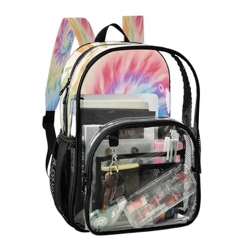 Colored Vortex Clear Backpack - Stadium Approved Large 15.7-inch Waterproof Transparent Bag for Sports, Concerts, Work, Travel#4472