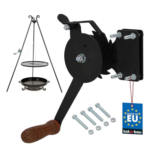 KOTARBAU® Cuerda con manivela para barbacoa, color negro, perfecto para barbacoas con salchichas