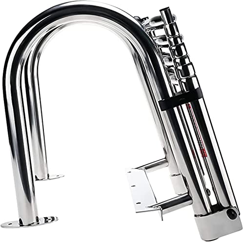 Escalera telescópica para bote 4 peldaños de acero inoxidable miniatura 1