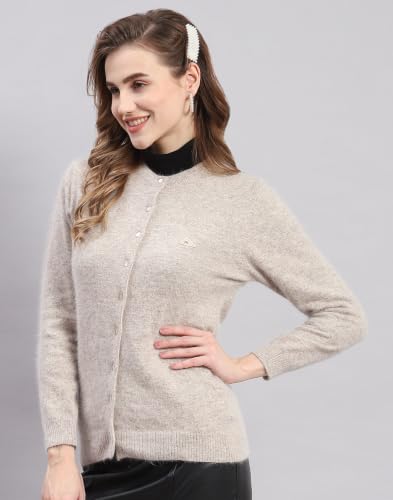 Image of Monte Carlo Women Regular Fit Full Sleeve Solid Round Neck Winter Cardigan (Pack of 1)